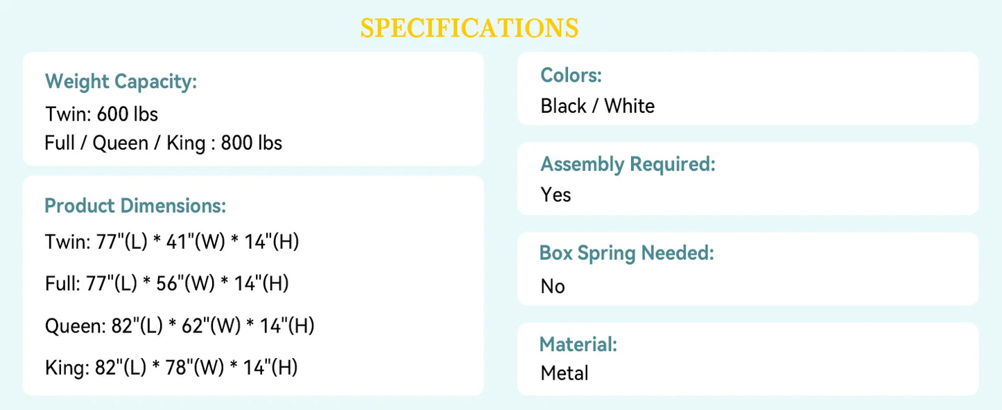 Heavy Duty Metal Bed Frame with Under Bed Storage