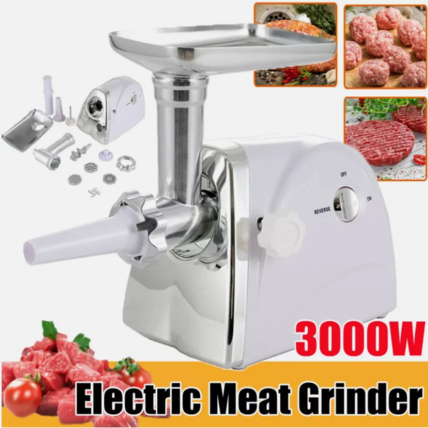 WinHolder 3000W Powerful Electric Meat Grinder, Heavy Duty Meat Mincer, Sausage Stuffer Maker, Food Grinder Sausage & Kubbe Kit