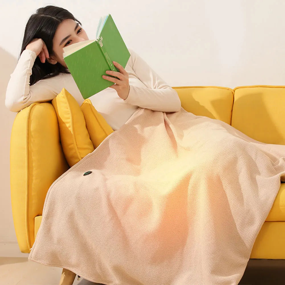 Wearable USB Electric Heated Blanket with 5000mAh Power Bank 3-Level Heating Electric Blanket Shawl Portable Body Warmer Blanket