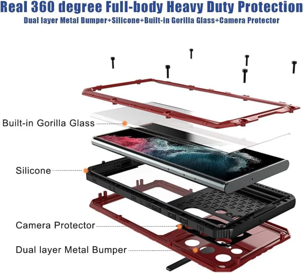 IP68 Waterproof Heavy Duty Metal Phone Case for Samsung Galaxy S24 S23 S22 Ultra Plus
