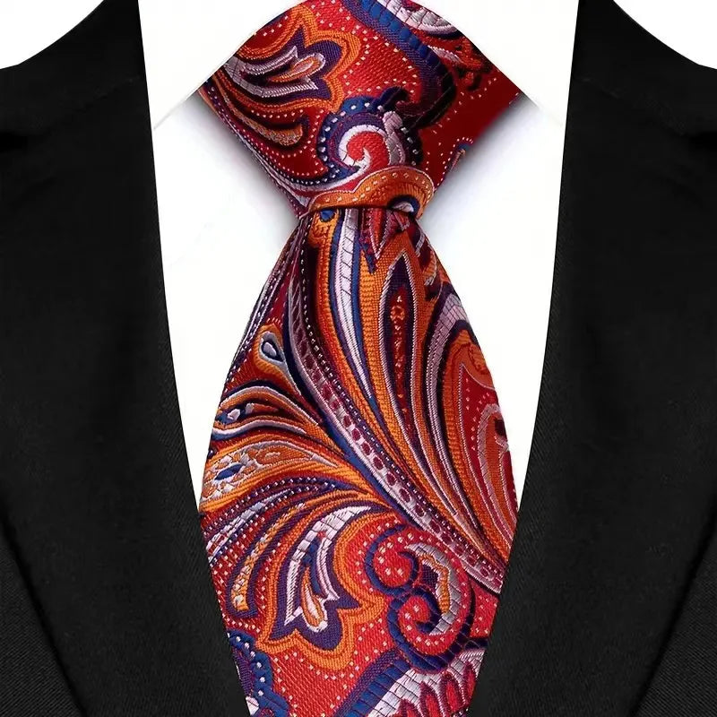 Luxury Red Paisley Men’s Tie. Classic Business and Wedding Necktie