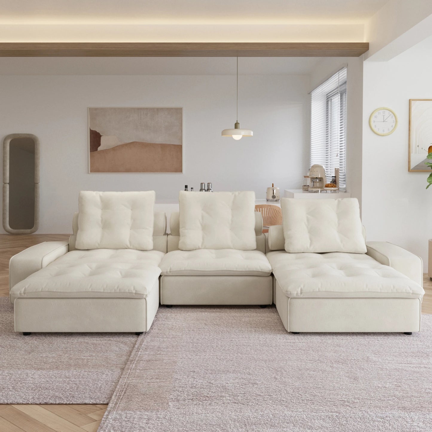 Modular Cloud Sectional Couch Oversized Down Filled Sofa Couches with Chaise Ottoman Adjustable Backrest Couch For Living Room