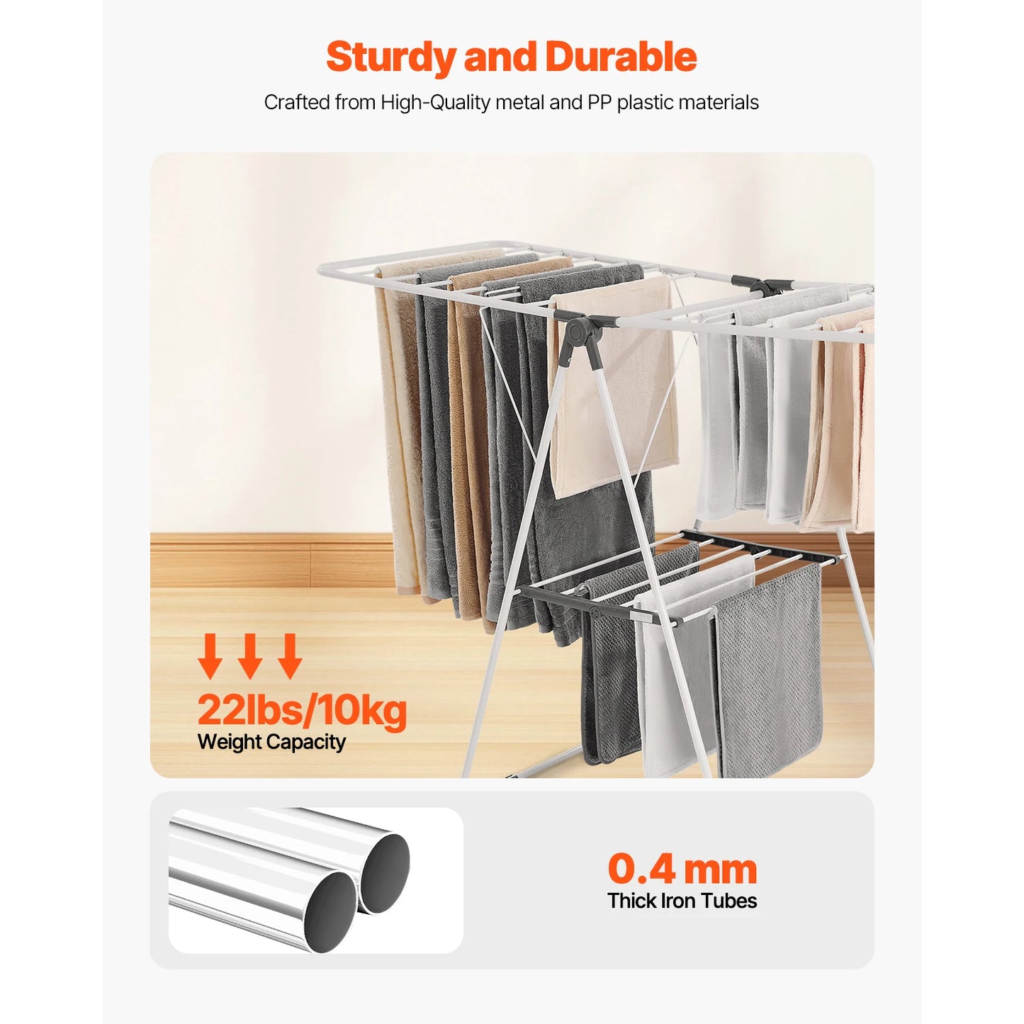 Foldable Clothes Drying Rack. Freestanding Laundry Drying Stand for Indoor & Outdoor Clothes Air Drying