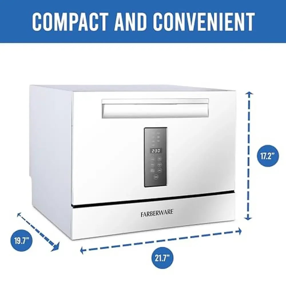 Mini 6-Place Setting Countertop Dishwasher Portable Compact Dishwasher with 7 Wash Programs Ideal Small Spaces Apartment RV Boat