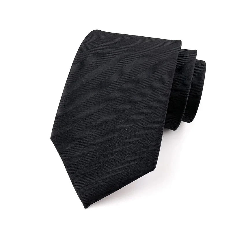 Luxury 8CM Men’s Black Striped Necktie | Classic Business & Formal Tie for Weddings, Office & Special Occasions