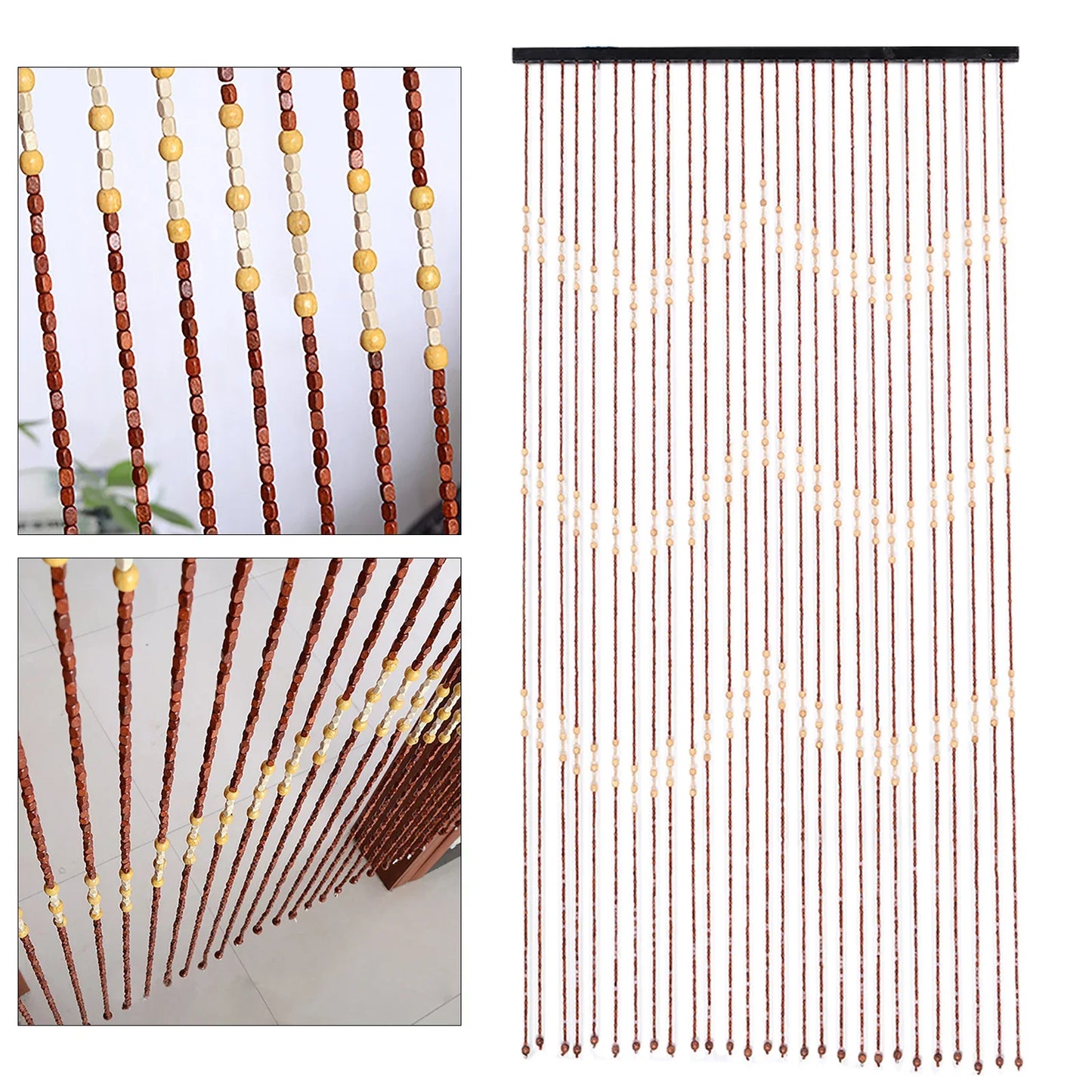 Wooden Bead Door Curtain.Boho Hanging Divider for Doorways & Closets
