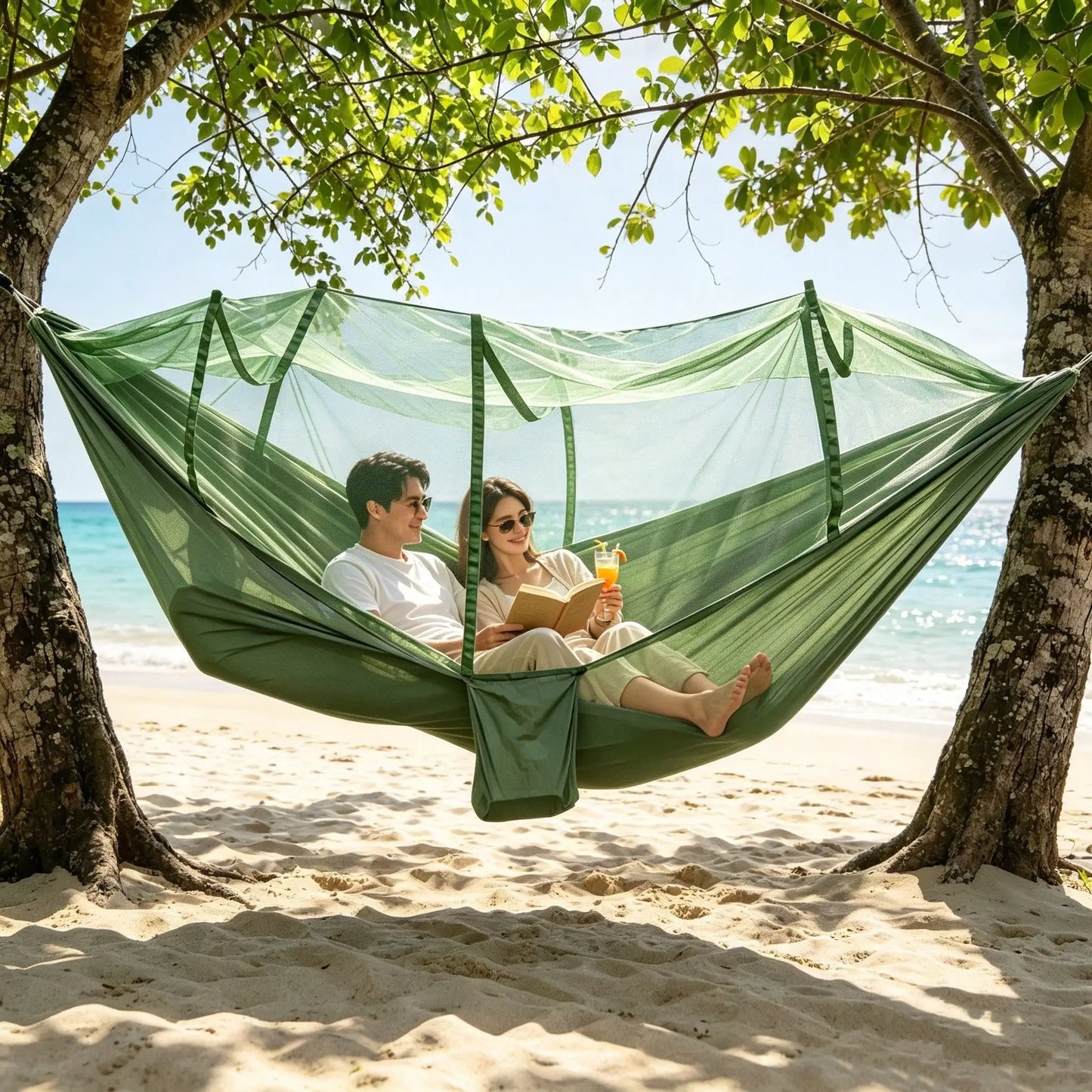 Portable Camping Hammock with Mosquito Net | Lightweight Double Travel Hammock for Hiking, Backpacking & Outdoor Adventures