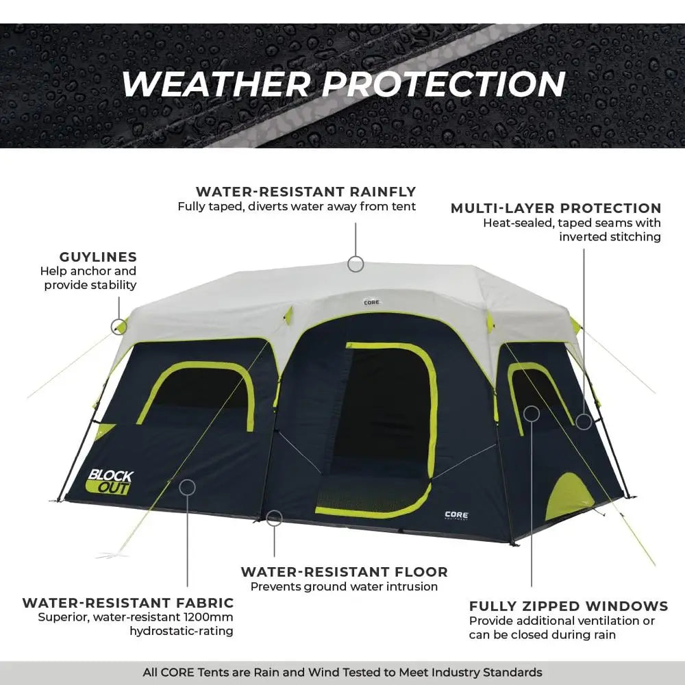 Blackout Instant Cabin Tent – Large Family Dark Room Camping Tent with Easy Setup