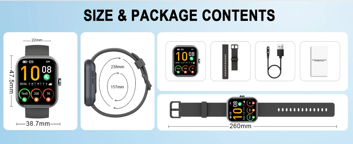 Multi-Function Smart Watch with Fitness Tracking & Bluetooth Connectivity