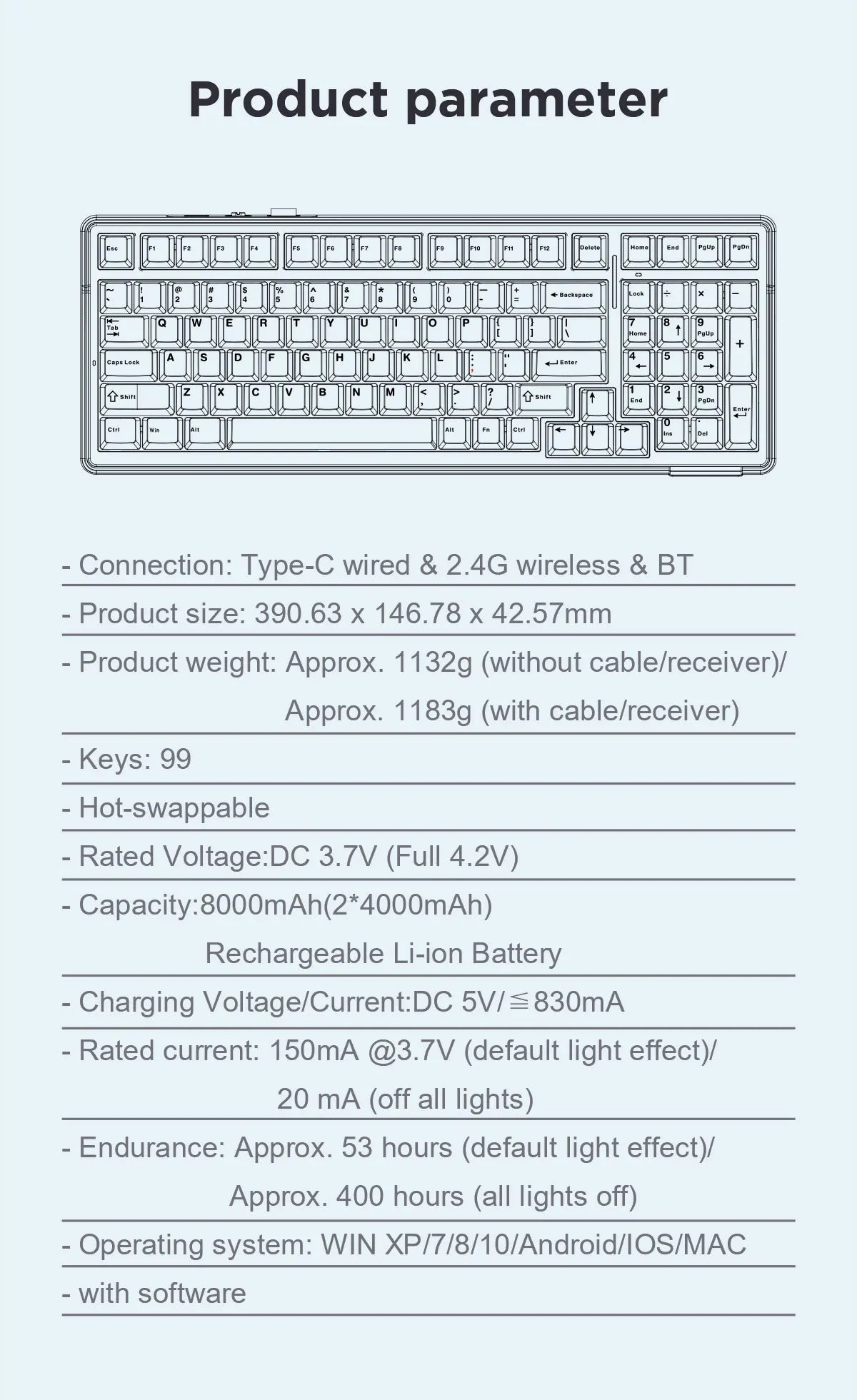 AULA F99 Wireless Mechanical Keyboard .Tri-Mode RGB Hot-Swappable Gaming Keyboard