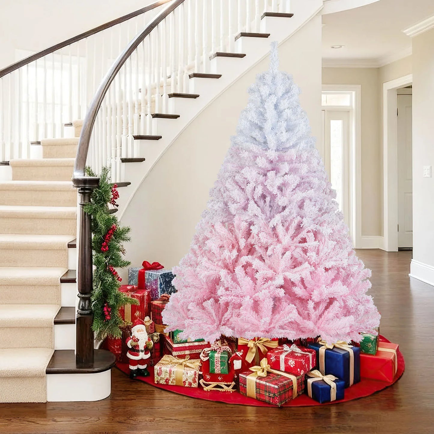 5FT–8FT Pink Flocked Artificial Christmas Tree. Elegant Holiday Décor for Home & Events
