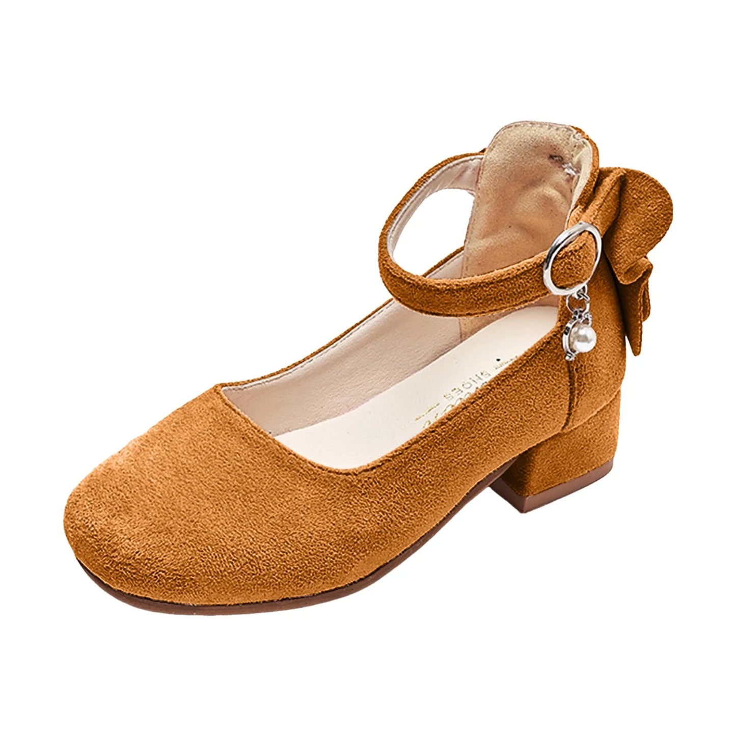 Kids High Heeled Shoes Girls Princess Sandals For Party Wedding Dance Childrens Fashion Velvet Solid Leather Shoes 2025 Spring