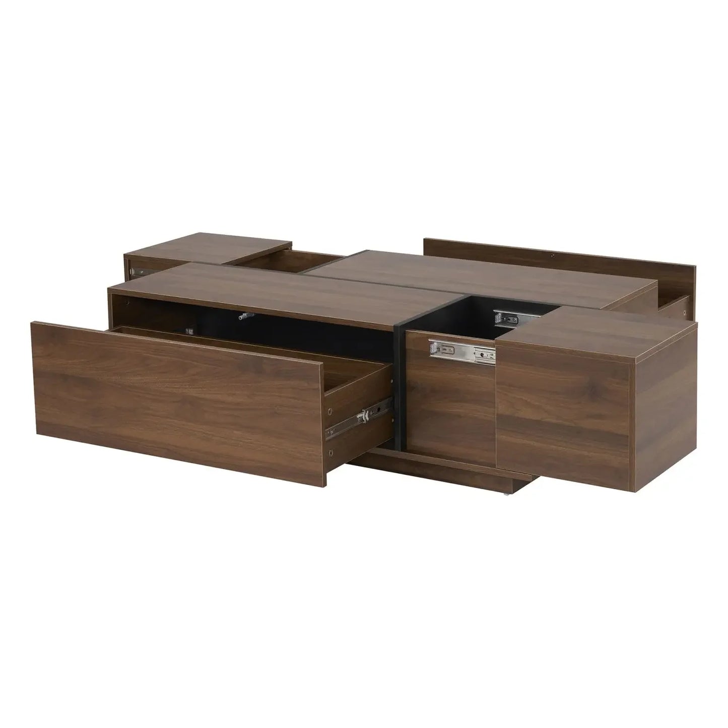 Rectangular Sliding Top Coffee Table with 2 Drawers and 2 Hidden Storage for Living Room 47.2" (Walnut),Café Tables