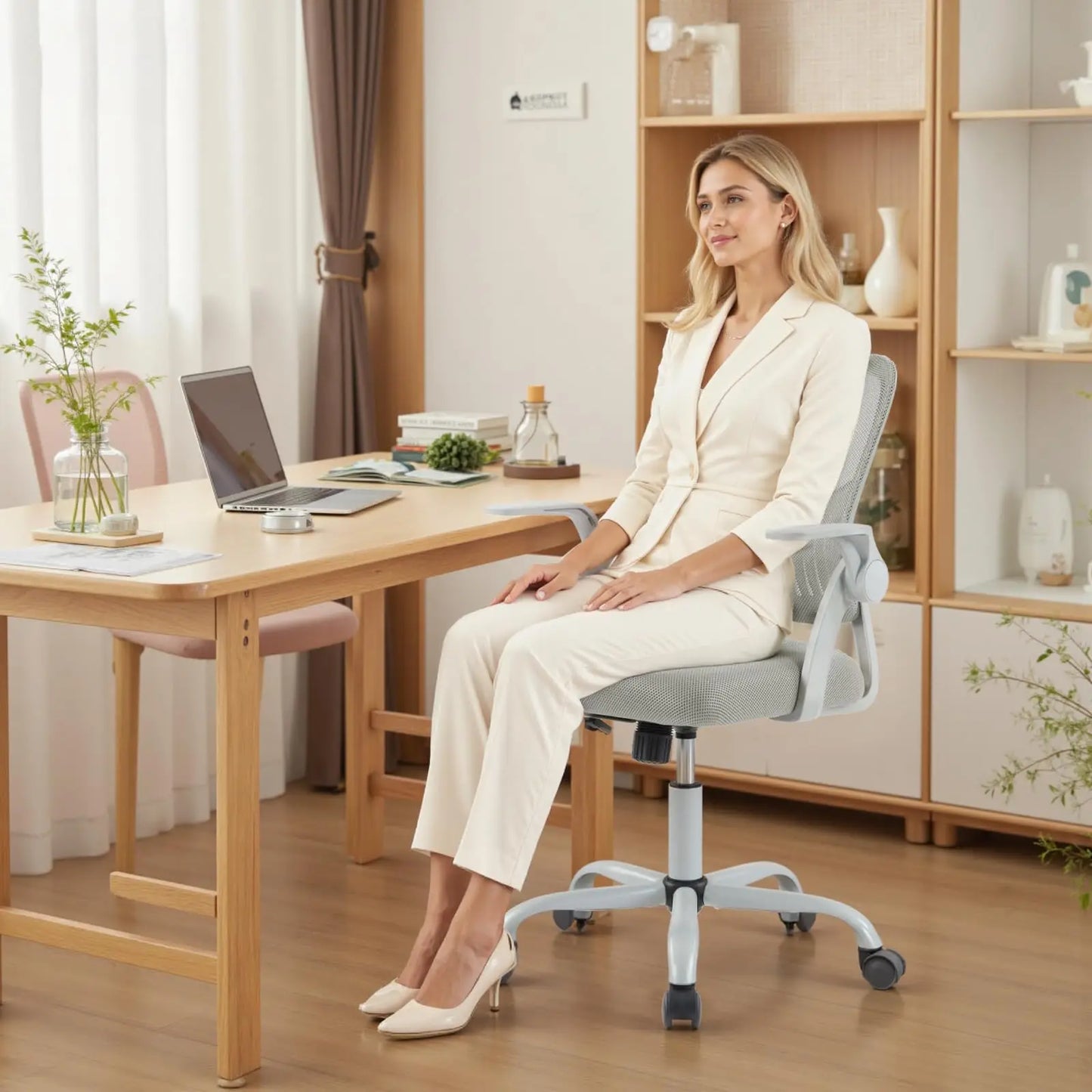 JHK Ergonomic Mid Back Mesh Office Chair with Lumbar Support, Adjustable Height & Rolling Computer Desk Chair