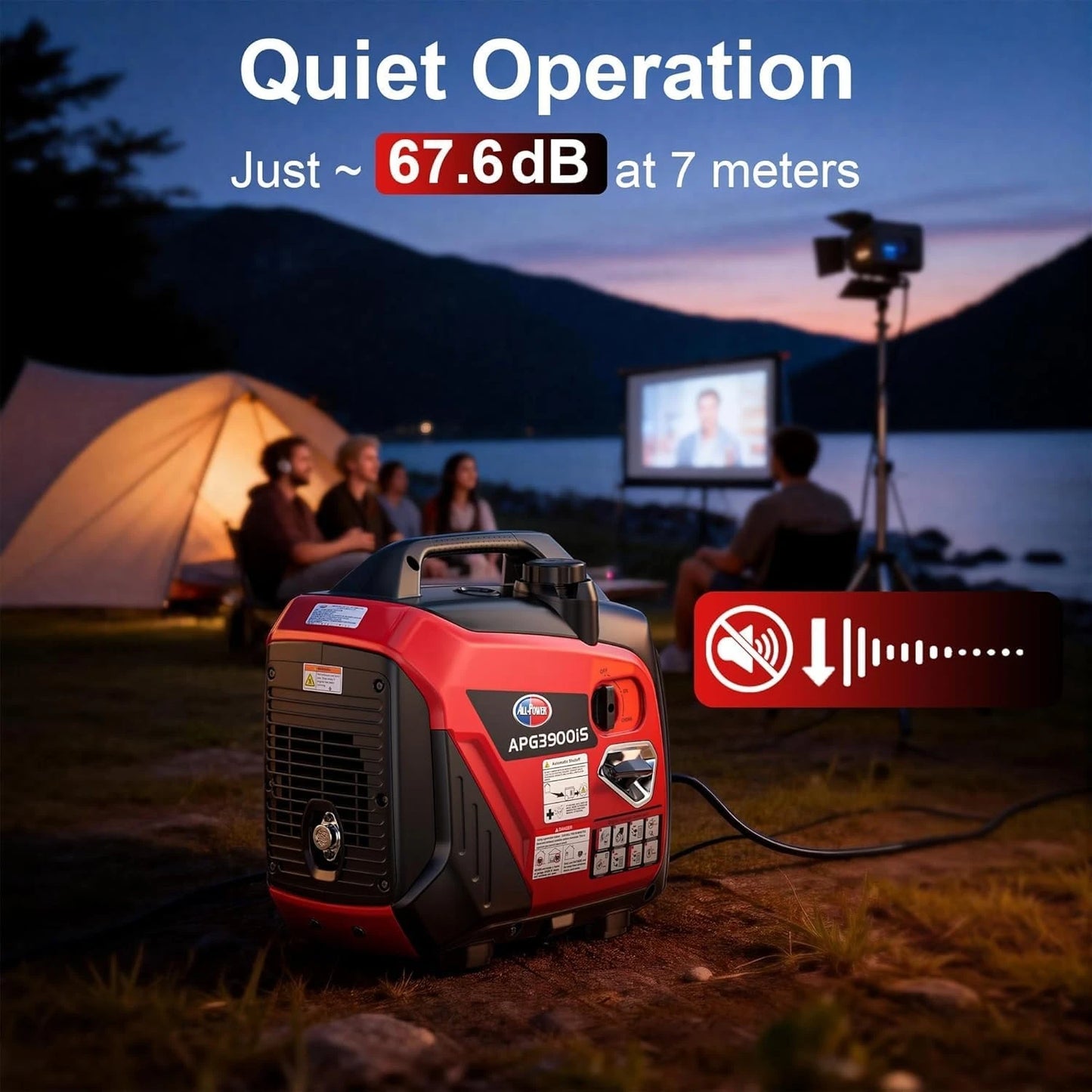 All-Power 3500W Portable Inverter Generator – Quiet Small Gas-Powered Generator with ECO Mode, CO Sensor, Ideal for Camping, Home Use Emergency Backup