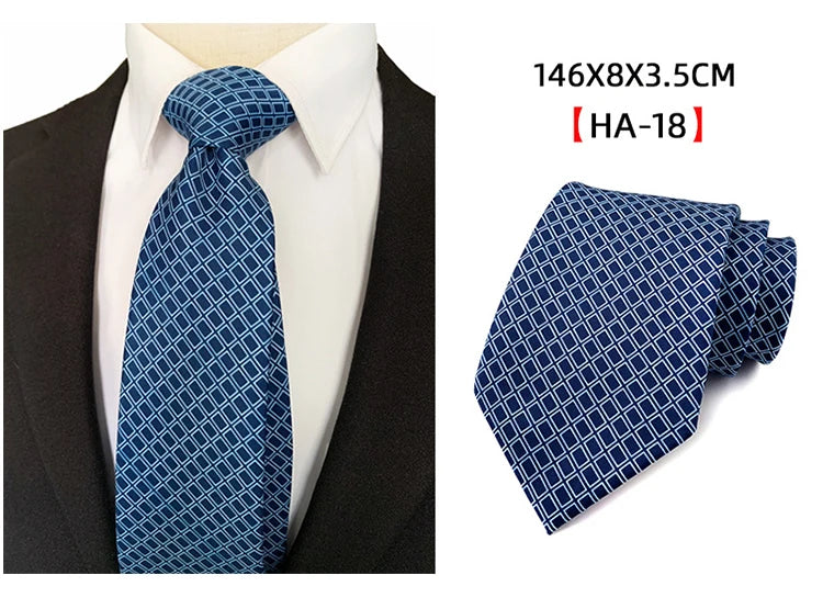Men’s Luxury 8cm Vintage Silk Necktie Classic Designer Business, Wedding & Formal Dress Tie