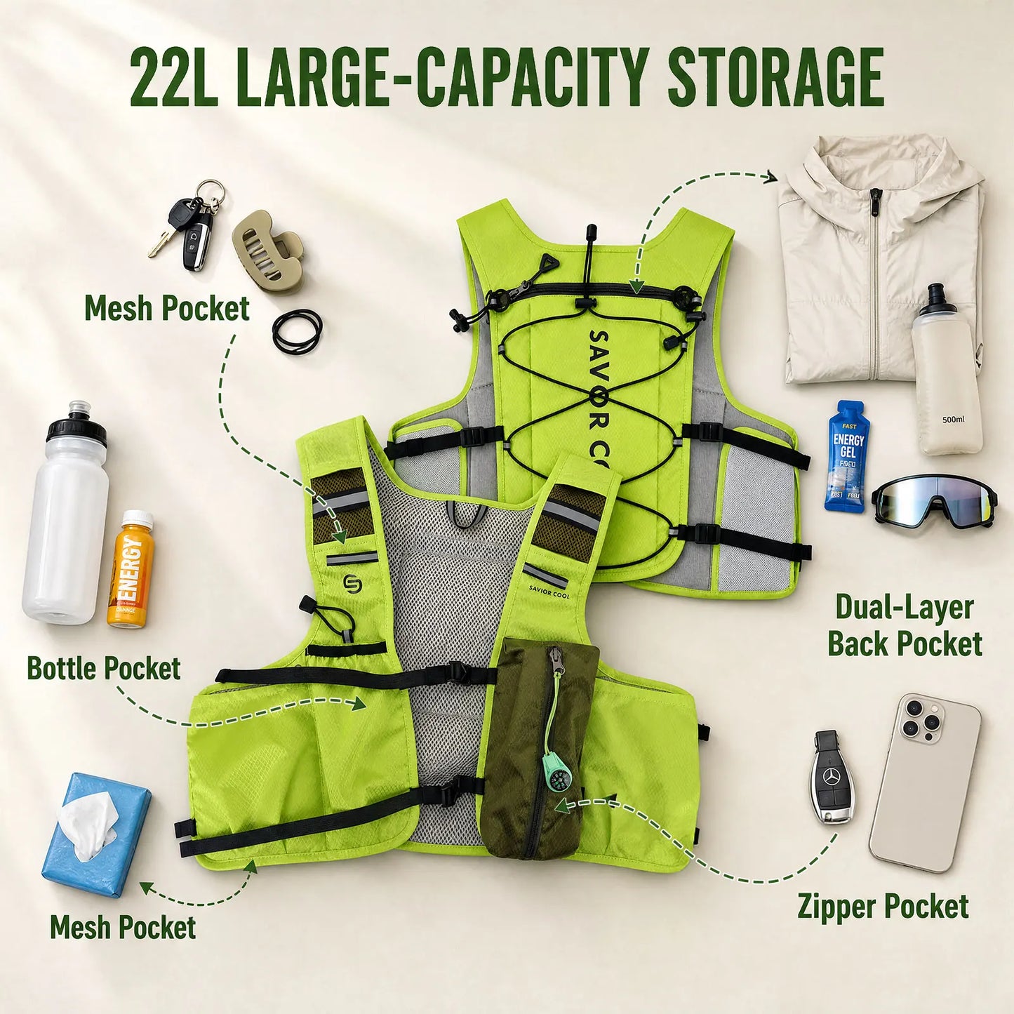 Portable Cooling Vest with Fan System –.Lightweight Summer Cooling Vest for Outdoor Work, Hiking & Camping