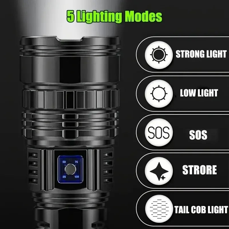Rechargeable Emergency Spotlight – Long Range High-Power LED Searchlight with Built-In Battery