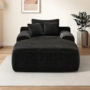 Boneless Couch Deep Seat with 3 Pillows,67" Oversized Chaise Lounge Recliner Chair,Cloud Plush Corduroy Comfy Memory Foam Cream