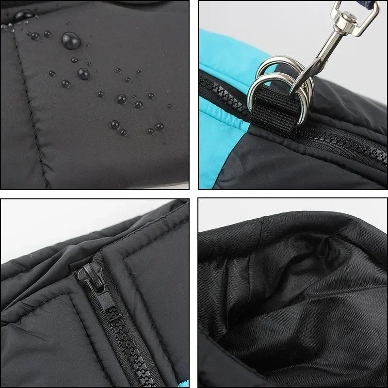 Waterproof Winter Dog Jacket. Warm Padded Pet Coat with Zipper Vest