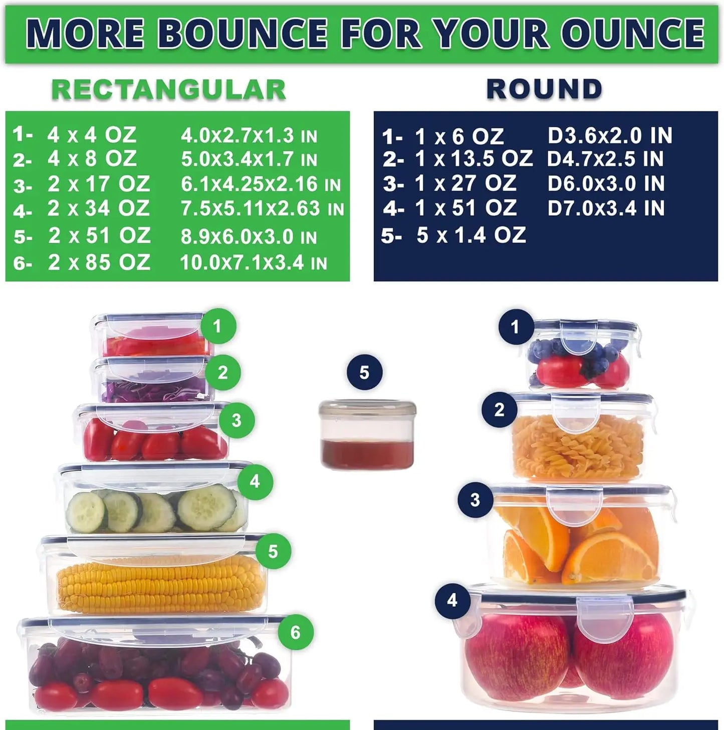 50 Pack 8 oz Plastic Food Containers with Lids, Leakproof & Microwave/Dishwasher/Freezer Safe, BPA Free for Meal Prep