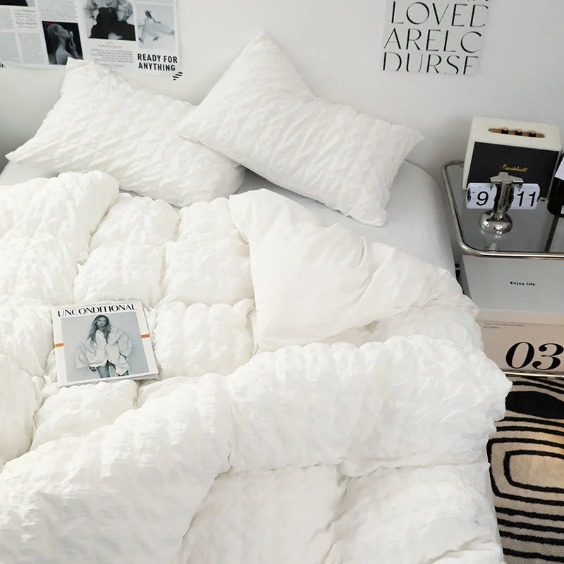 Romantic Ruffled Solid Color Bedding Set