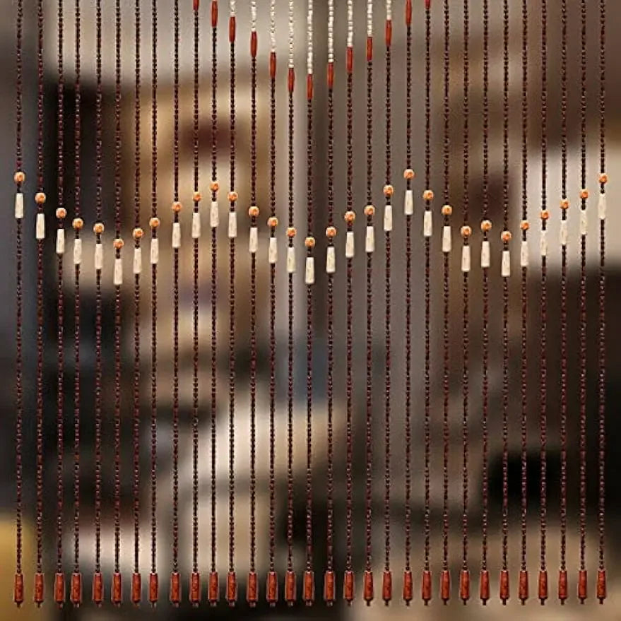 Wooden Bead Door Curtain. Boho Hanging Divider for Doorways & Closets