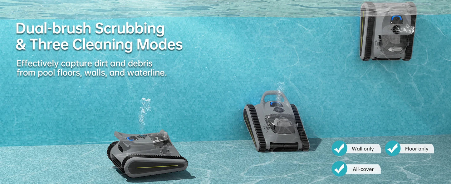 Cordless Automatic Robotic Pool Cleaner | Smart Wall Climbing Pool Vacuum