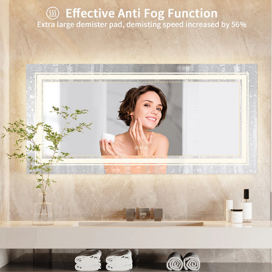 Large Illuminated LED Bathroom Mirror Front Backlit Anti Fog