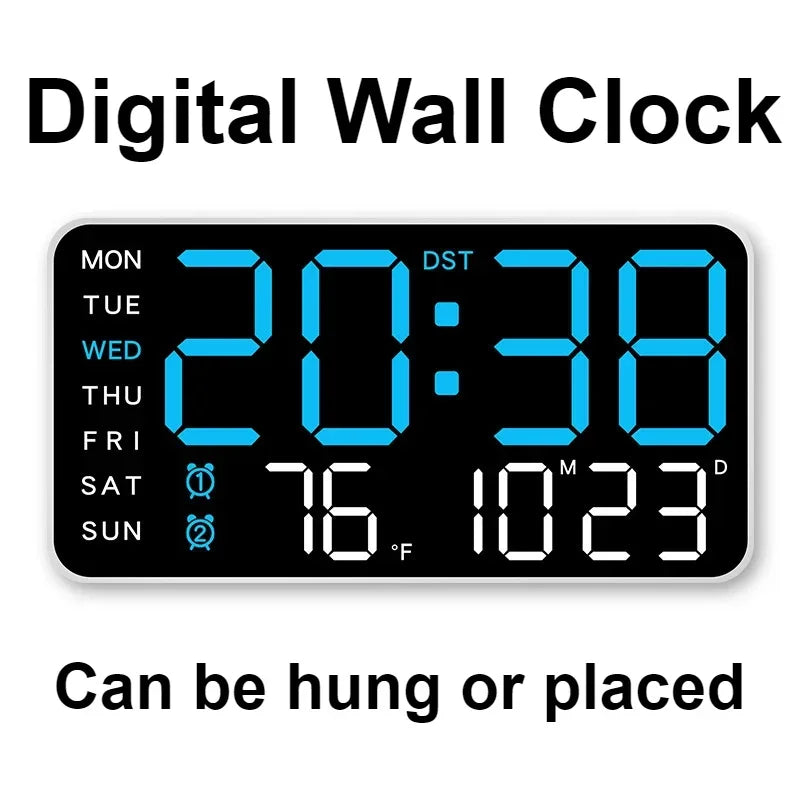 Extra Large LED Digital Wall Clock with Date.Temperature & Timer Display