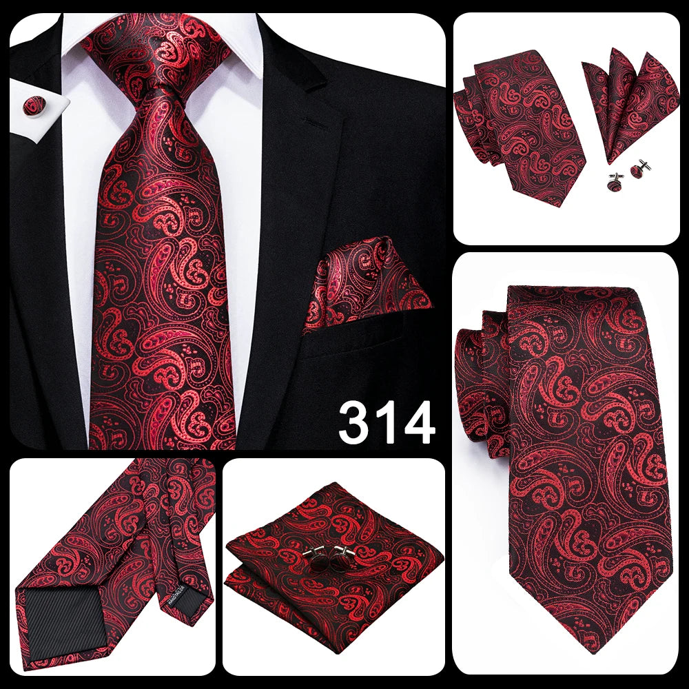 Luxury Paisley Silk Men’s Necktie .Formal Business Wedding Tie Set