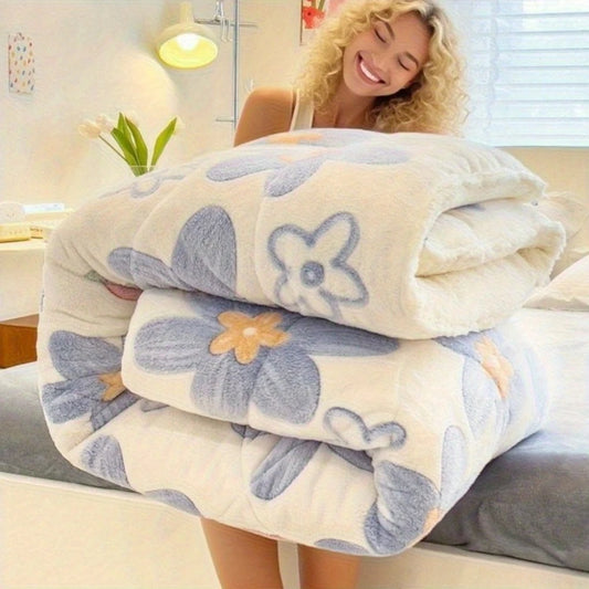 3pcs All-Season Thickened Lamb Wool & Sherpa Quilt Set - Home/Dorm Multi-Person Winter Bedding with 2 Pillowcases