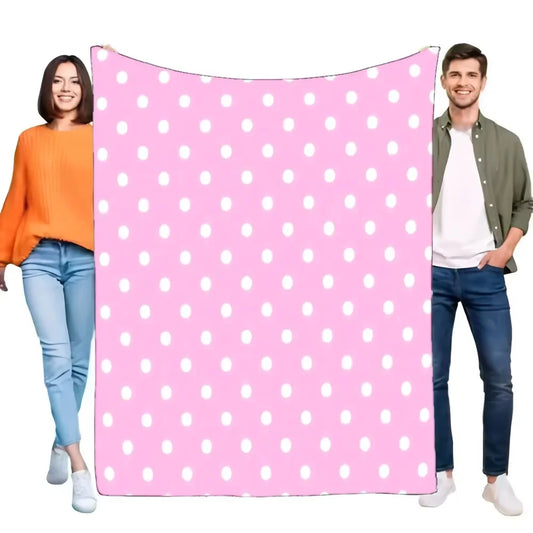 Pink Polka Dot Fleece Throw Blanket .Soft Cozy Plush Blanket for Bed, Couch & Home Décor