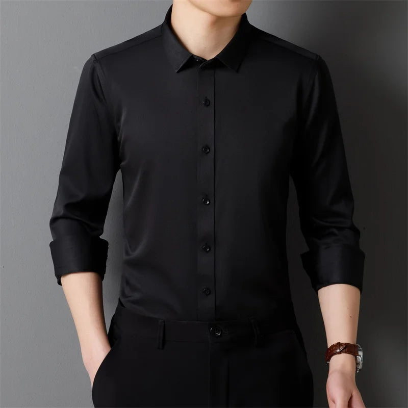 Men’s Stretch Long Sleeve Business Shirt. Comfortable Professional Button-Up