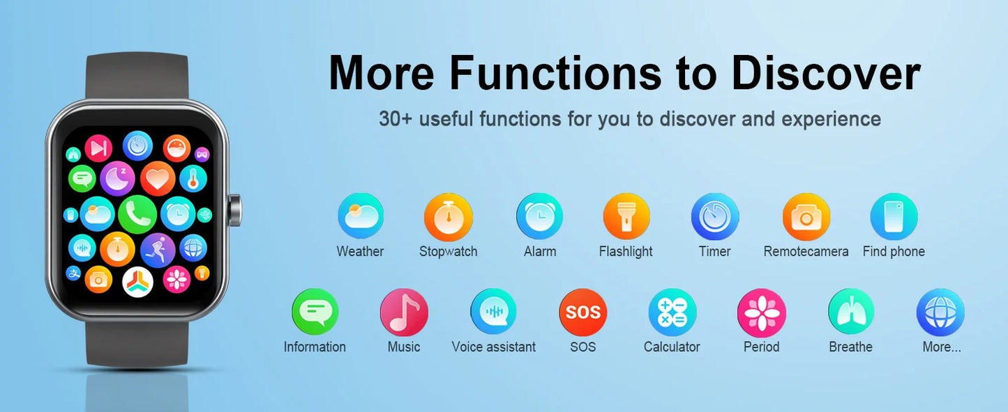 Multi-Function Smart Watch with Fitness Tracking & Bluetooth Connectivity