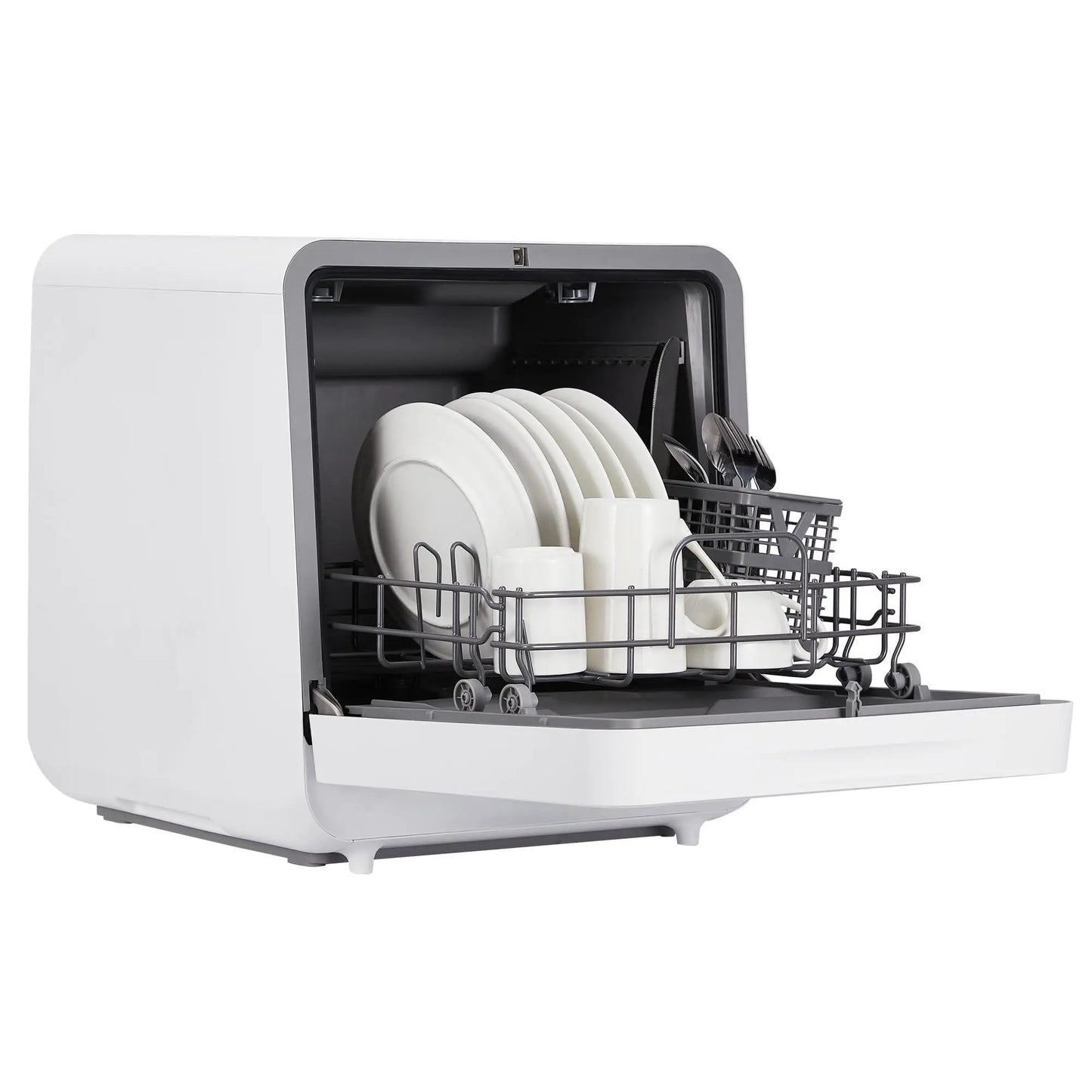 Portable Countertop Dishwashers, Mini Dishwasher with 2-Way Water Supply (Faucet Hookup + Self-Priming), Powerful Hot Air Dry