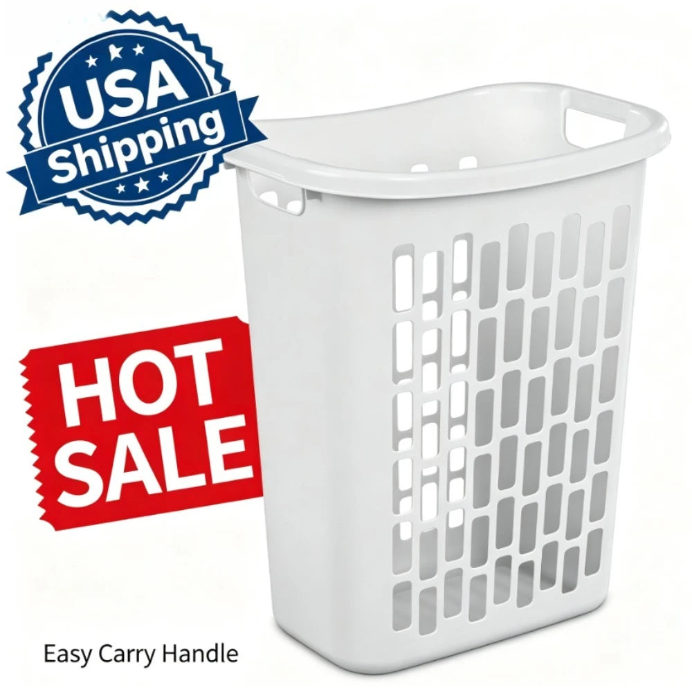 Slim Space-Saving Laundry Hamper with Handles .Tall Laundry Basket
