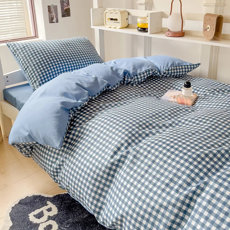 3-Piece Washed Comforter Set. Soft Solid Color Bedding Set