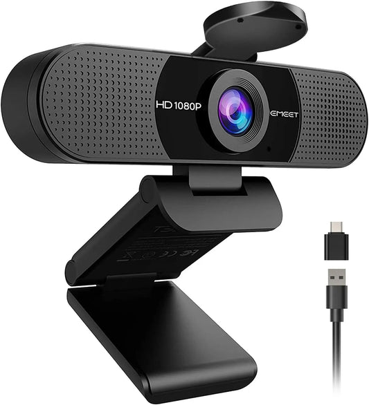 1080P HD Webcam with Dual Microphones & 90° Wide Angle Lens for Video Calls, Streaming & Remote Work