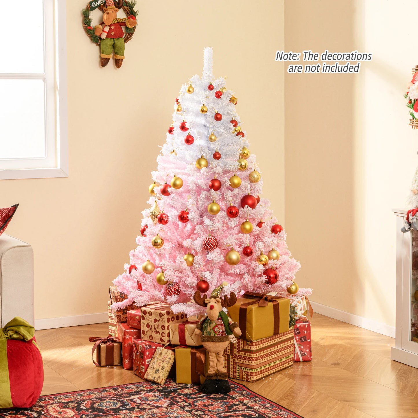 5FT–8FT Pink Flocked Artificial Christmas Tree. Elegant Holiday Décor for Home & Events
