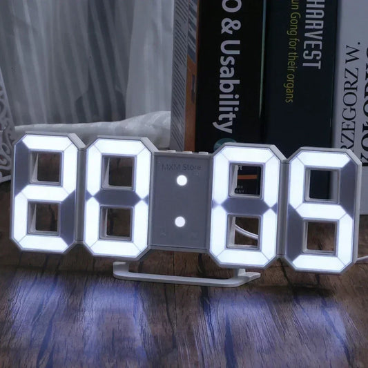 Modern 3D LED Digital Wall Clock . Large Display Smart Home Desk & Wall Clock