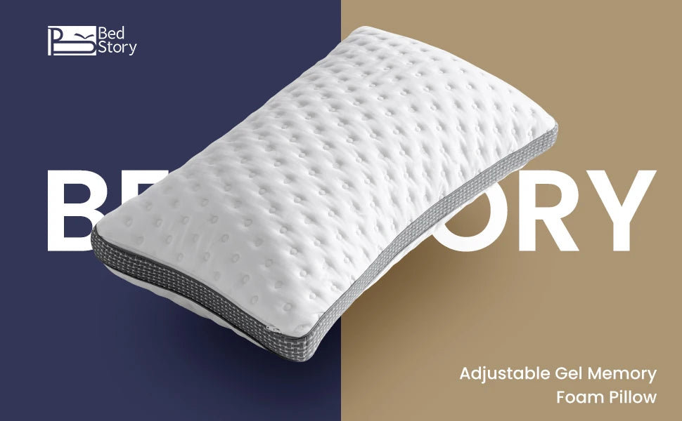 BedStory Cooling Pillows Queen Size Set of 2, Gel Memory Foam Pillows, Medium Firm Pillows for Sleeping, CertiPUR-US Certified