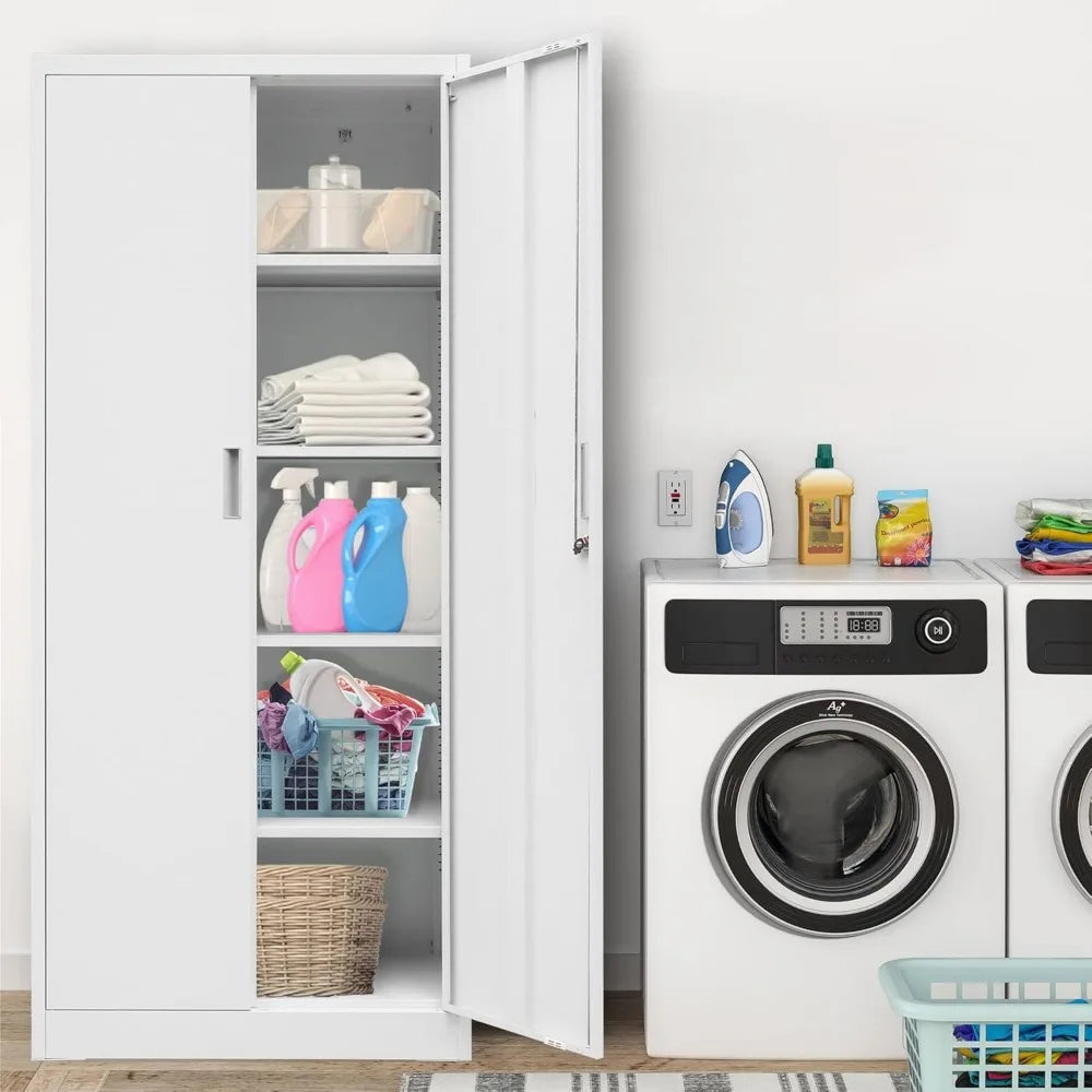 Metal Storage Cabinet, 72" H x 36" W x 18" D Locking Cabinet with Adjustable Shelves, Steel Storage Cabinets for Garage, Home, O