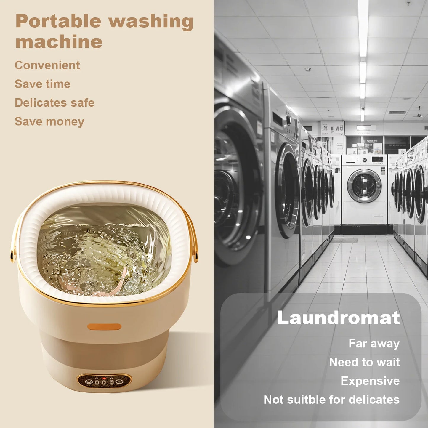 13L Portable Folding Washing Machine with Spin Dryer . Compact Mini Washer for Travel, Dorms & Apartments