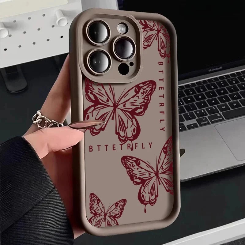 Pink Butterfly Silicone Phone Case, Soft Shockproof Protection