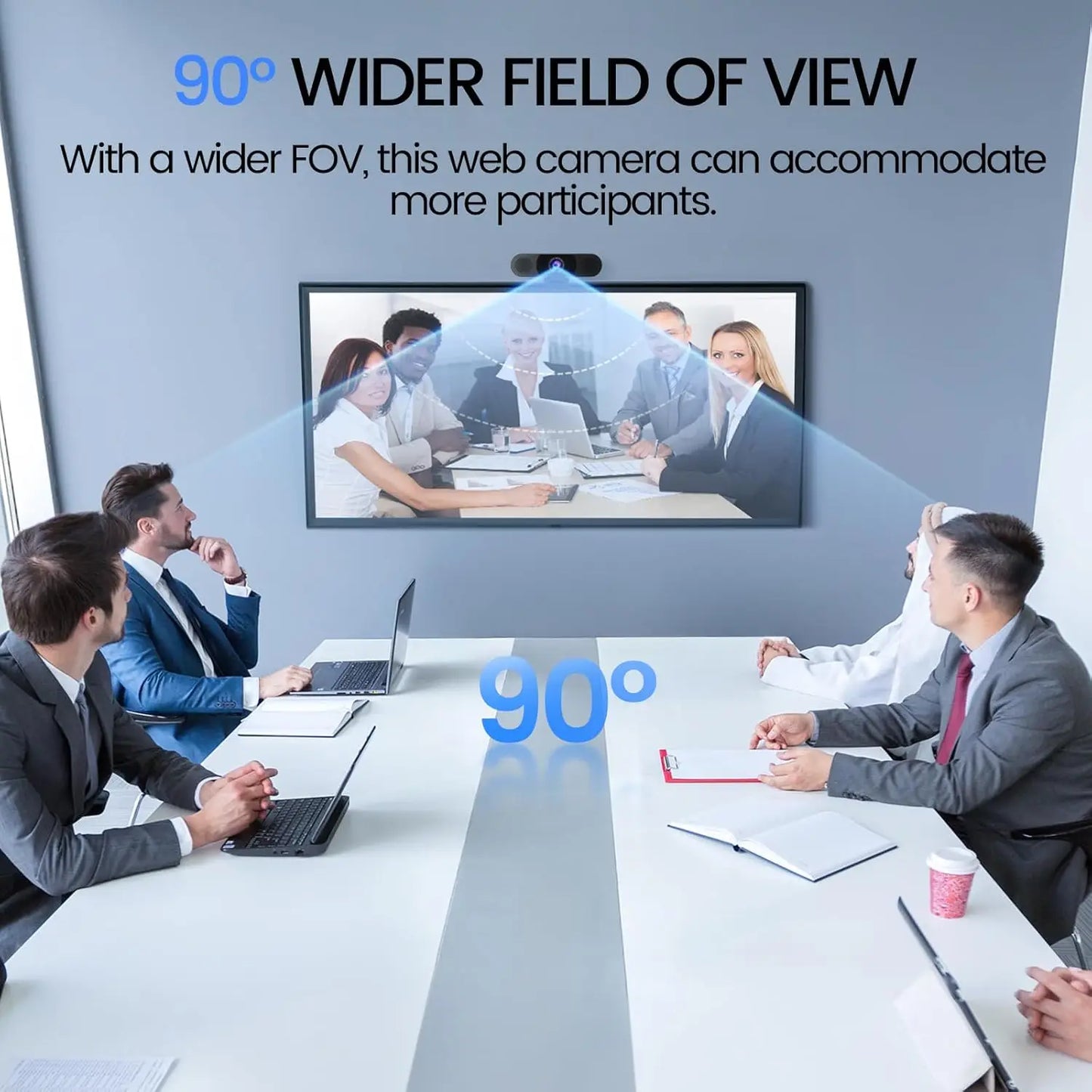 1080P HD Webcam with Dual Microphones & 90° Wide Angle Lens for Video Calls, Streaming & Remote Work