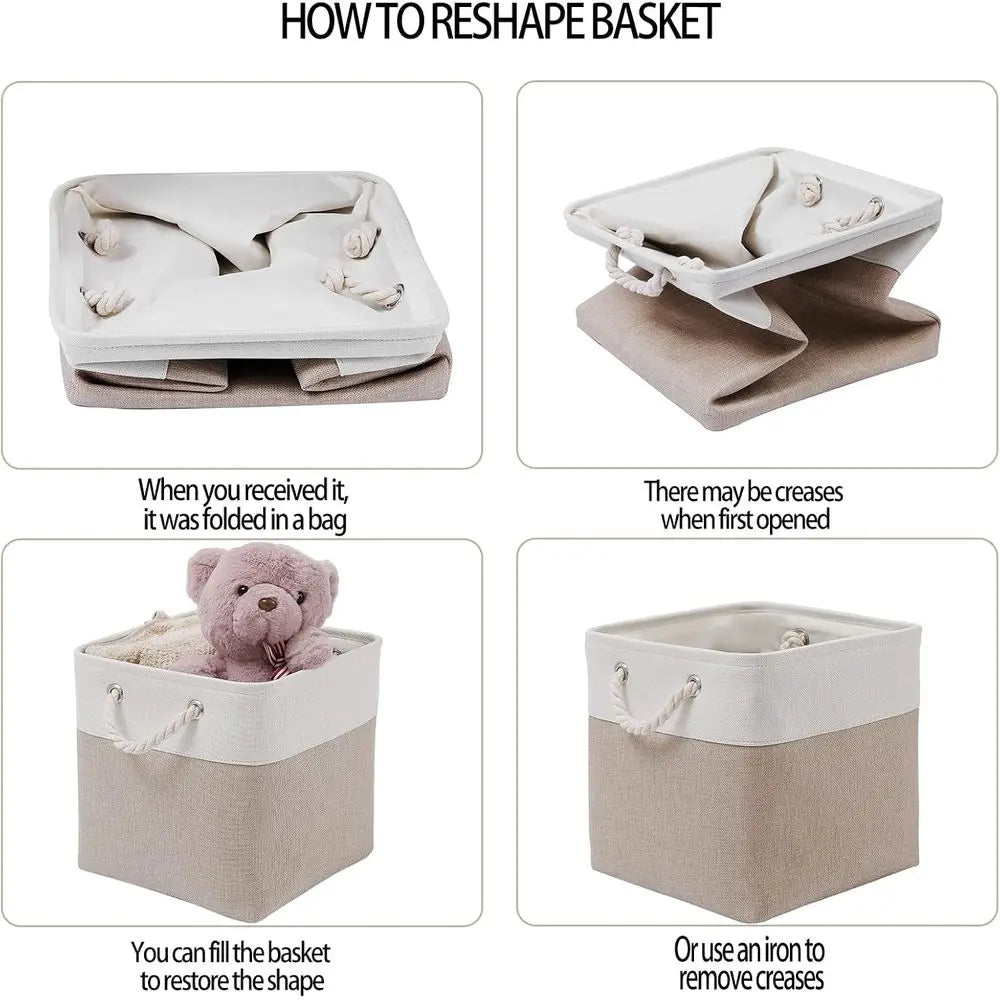 Foldable Fabric Storage Bins (6 Pack) 11x11 Inch Cube Organizer with Handles for Closet, Shelves & Home Storage