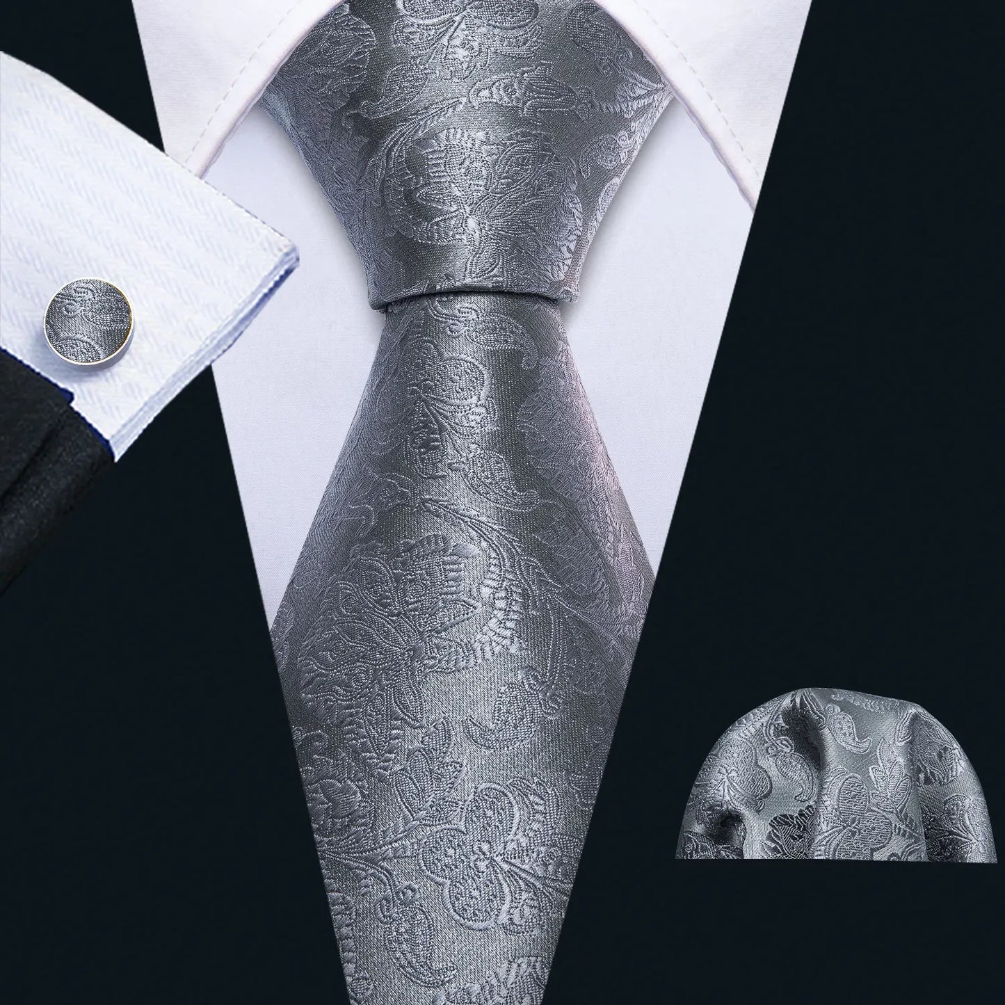 Men’s Luxury Brown Floral Silk Necktie .Elegant Wedding, Business & Formal Dress Tie