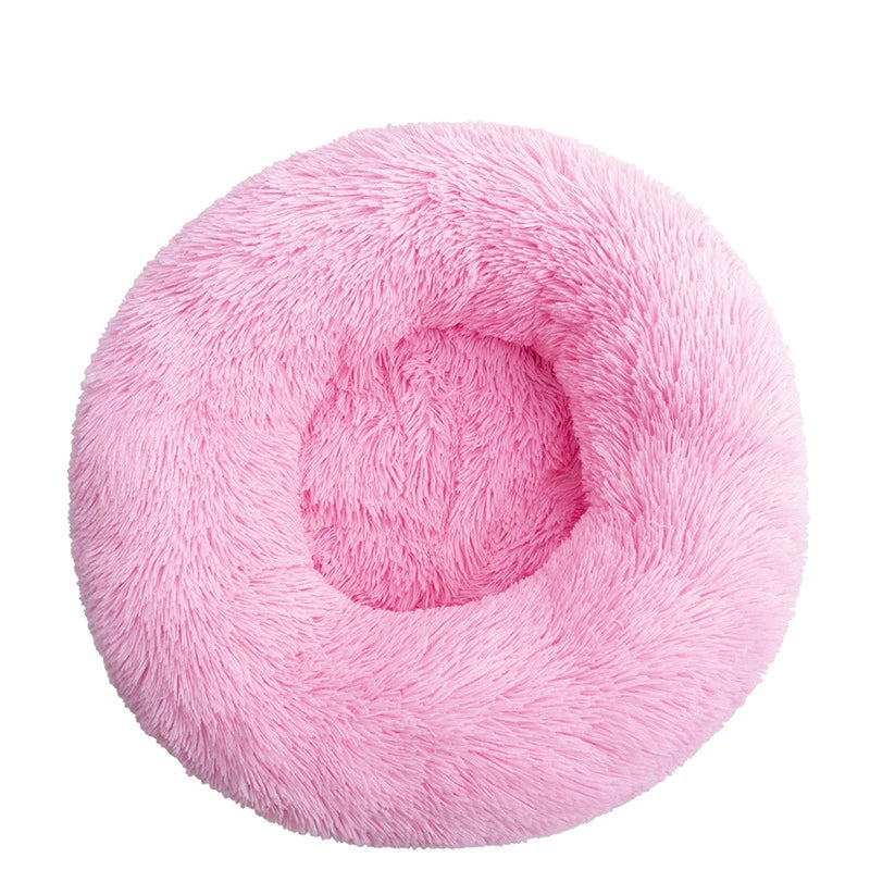 Plush Donut Dog Bed – Soft Calming Round Pet Bed