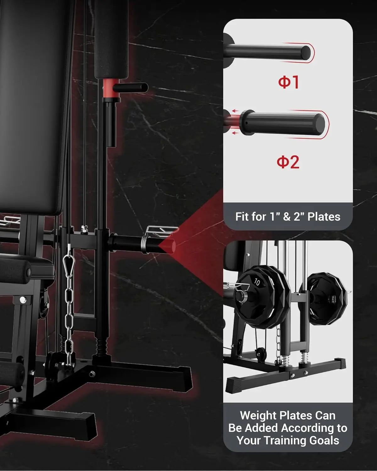 Home Gym Machine Full Body Workout Equipment with Pulley System,Leg Press Support for Strength Training, Workout Station